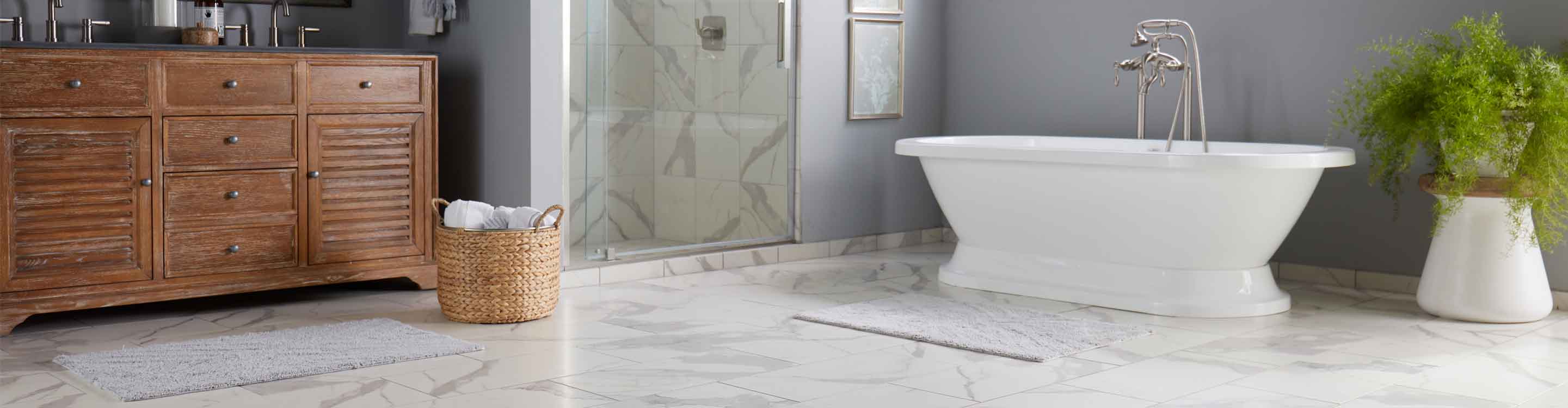 marble tile flooring in a bathroom